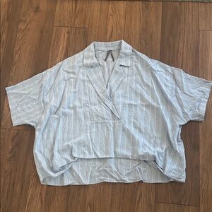 Anthropologie The Dylon Short-Sleeve Wide-Placket Top: Striped Edition